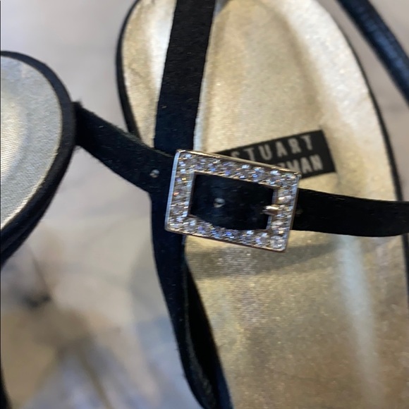 Stuart Weizmann Elegant Evening Satin Pointed Toe Embellished Heels - Picture 6 of 11